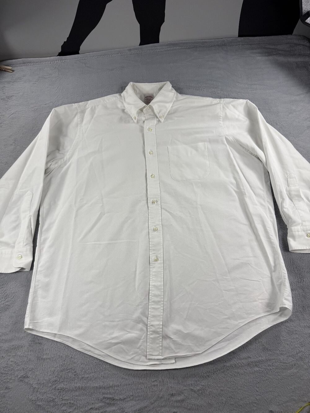 Brooks Brothers Mens 17.5 33 White Oxford Button Down Oxford Shirt Traditional